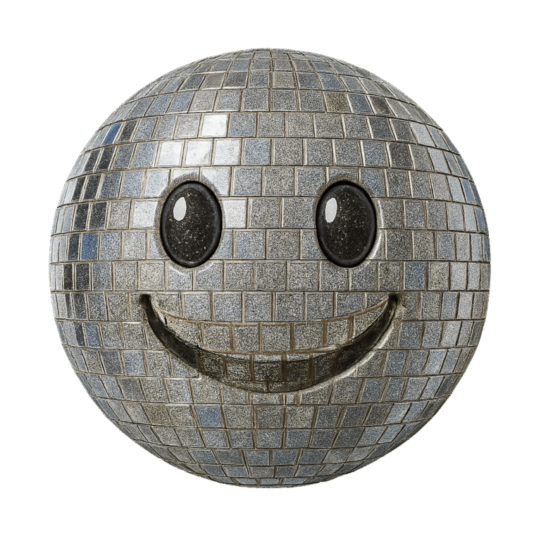 smiley boule disco lumineuse reflétant l'esprit GLOW naturel. Image inspirée de l'univers beauté Skincare La Muse, dédiée à l'estime de soi. 5 Astuces GLOW up instantané